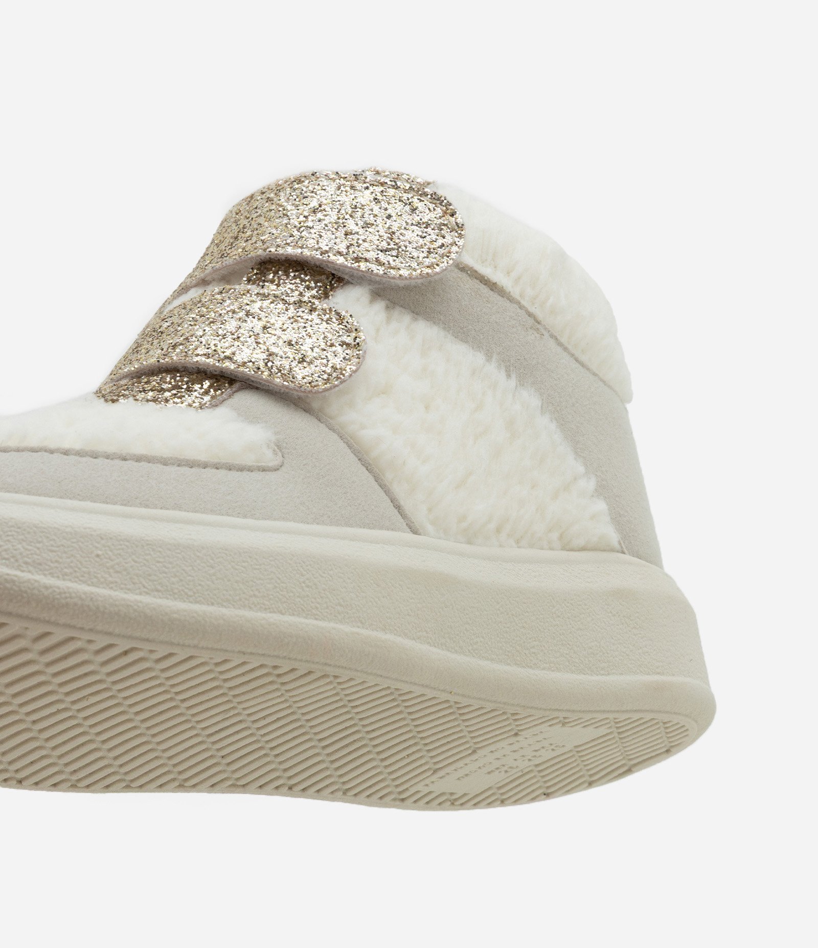 Tênis Abotinado Infantil com Recortes em Sherpa e Brilhos - Tam 20 ao 27 Off White 4