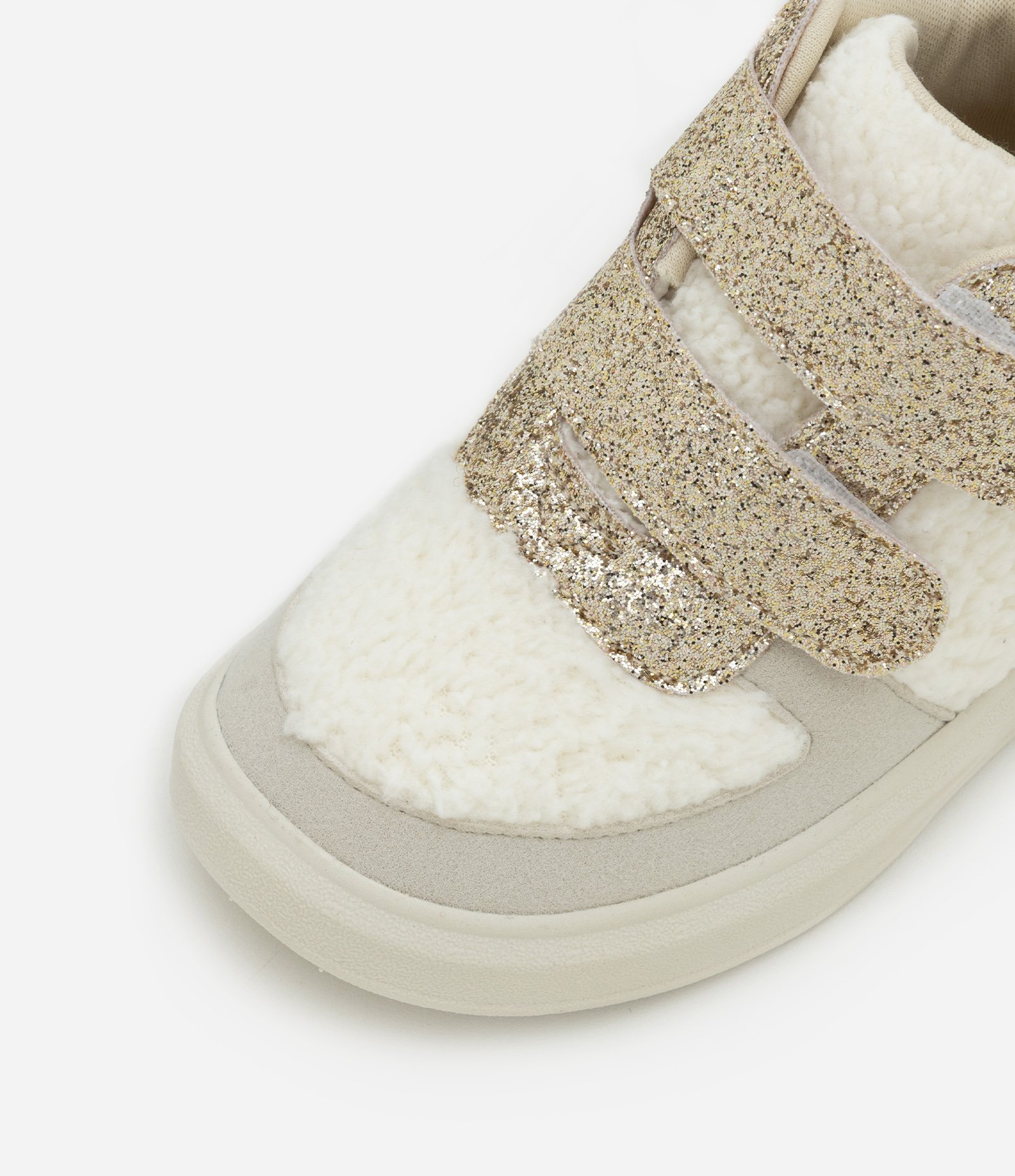 Tênis Abotinado Infantil com Recortes em Sherpa e Brilhos - Tam 20 ao 27 Off White 5