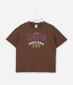 Camiseta Infantil com Lettering London - Tam 5 a 14 Anos