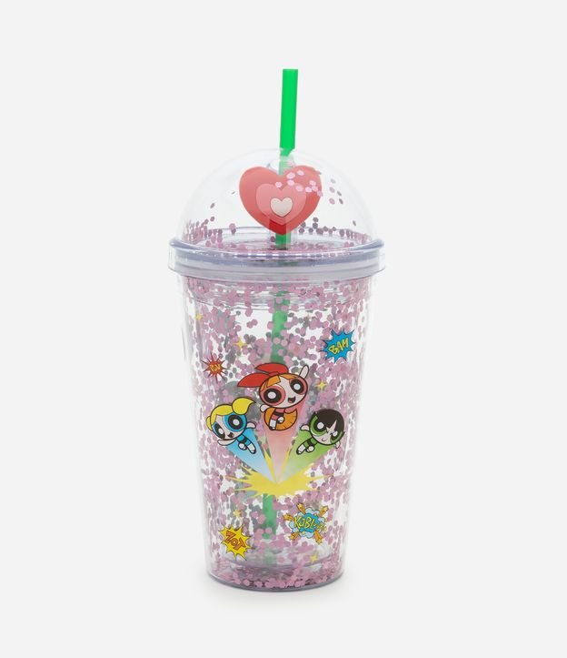 Copo Sundae em Plástico com Canudo e Glitter das Meninas Superpoderosas