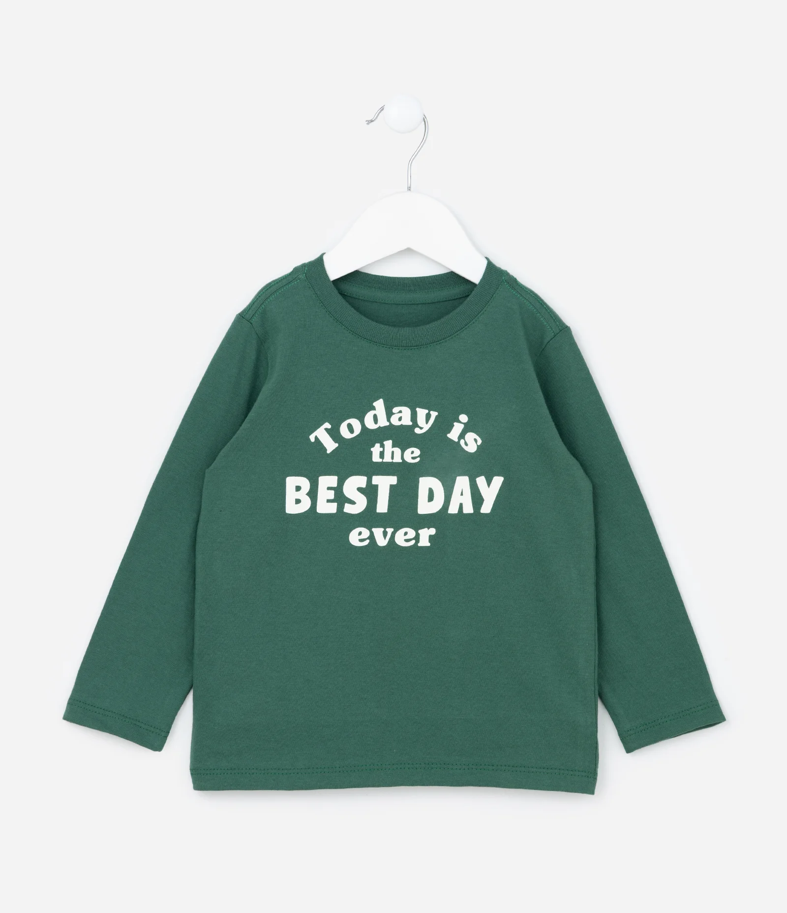 Camiseta Infantil com Lettering Best Day Ever - Tam 1 a 6 Anos Verde 1