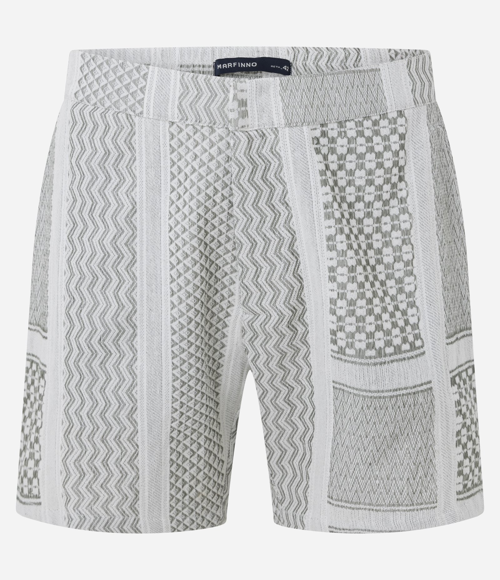 Bermuda em Jacquard Patchwork Geométricos em Tons Neutros Cinza 5