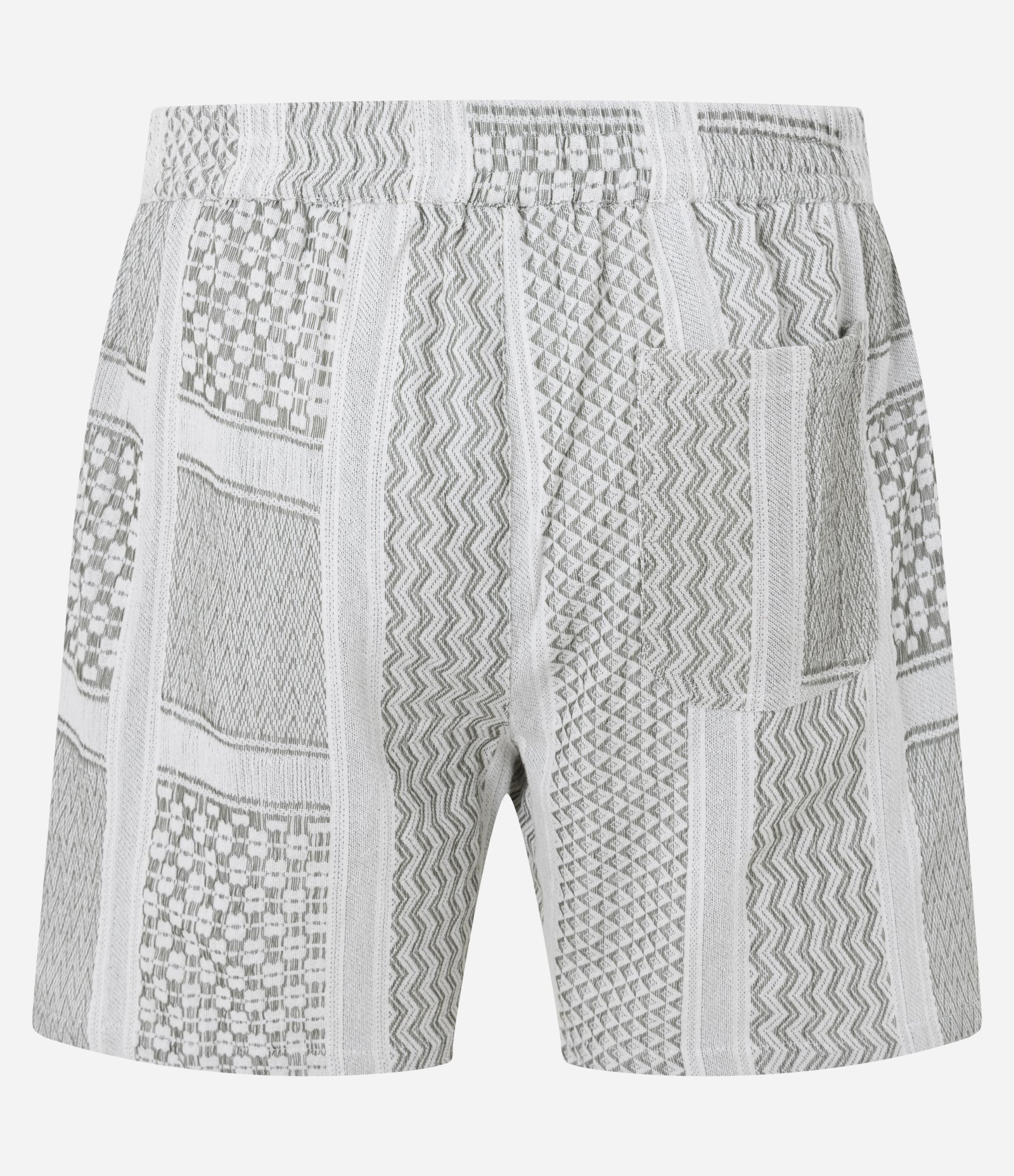 Bermuda em Jacquard Patchwork Geométricos em Tons Neutros Cinza 7