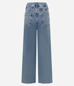 Calça Wide Leg em Jeans com Recorte na Pala