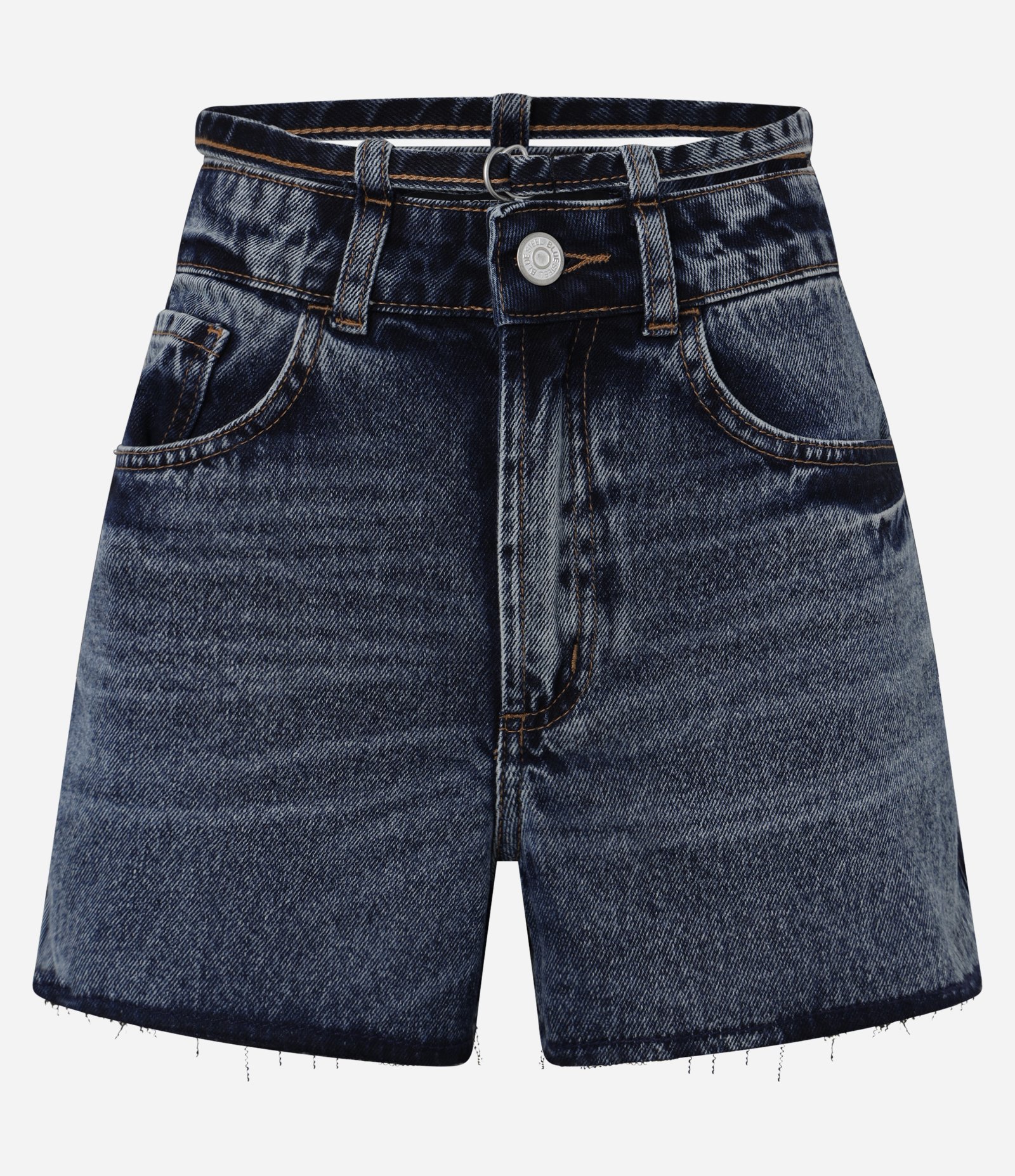 Short Slim em Jeans com Cintinho e Barra Desfeita Azul 5