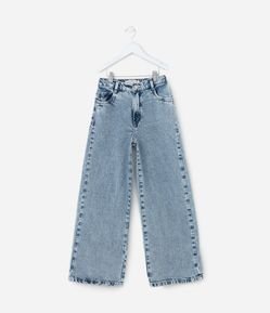 Calça Wide Leg Infantil em Jeans com Brilhinhos - Tam 5 a 14 Anos