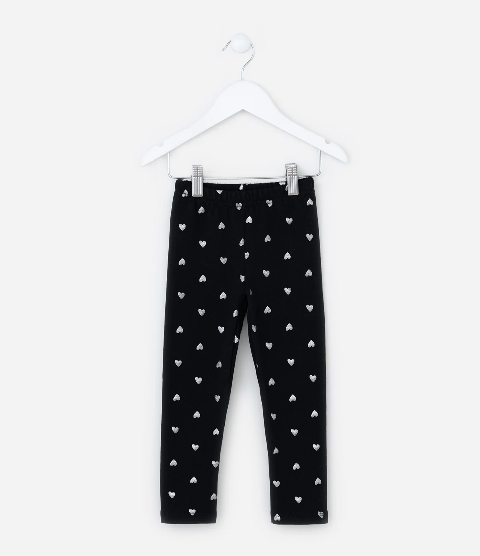 Calça Legging Quentinha com Estampa de Corações - Tam 1 a 6 Anos Preto 1