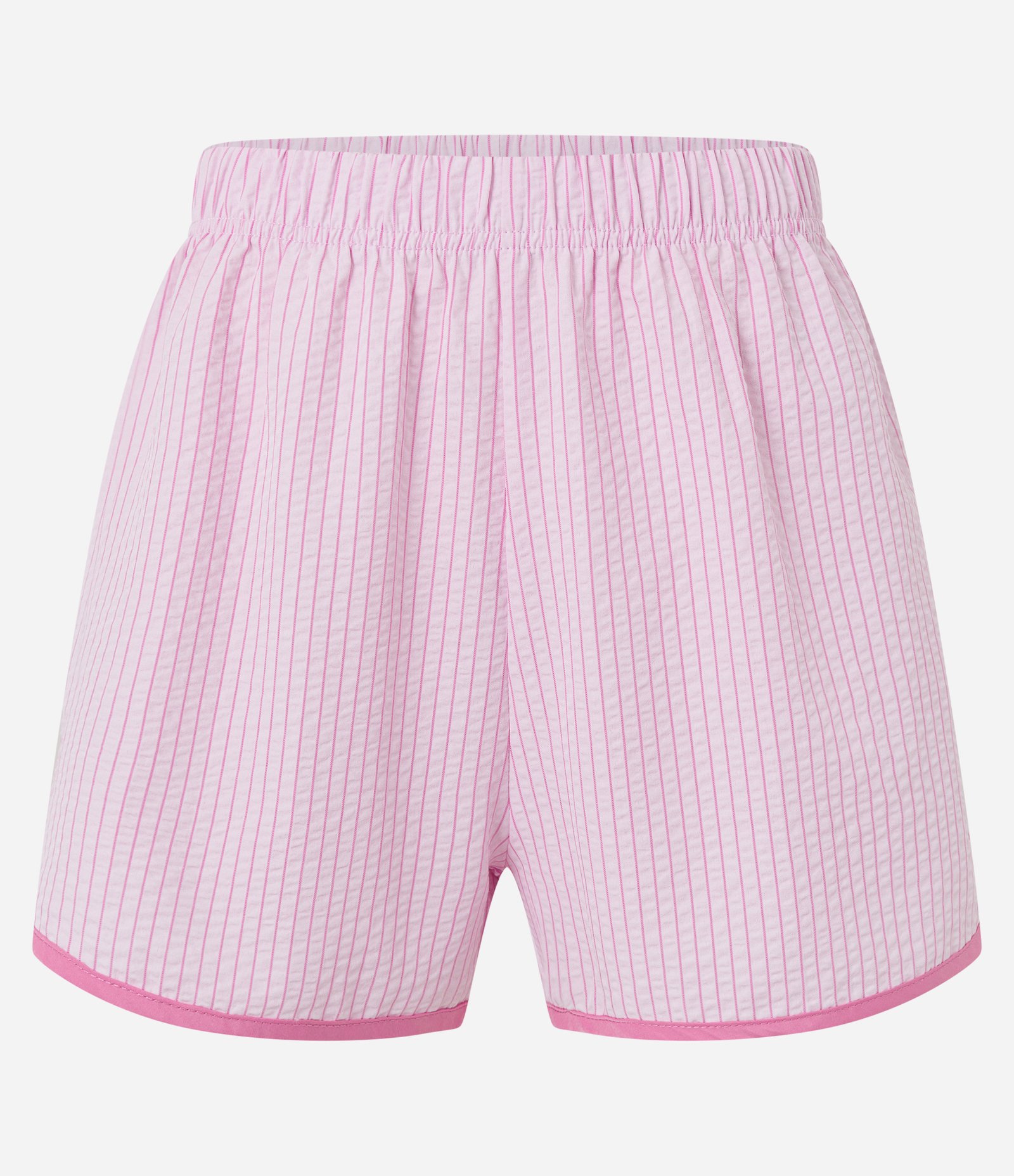 Short de Pijama em Anarruga Listrada com Barra Contrastante Rosa 5