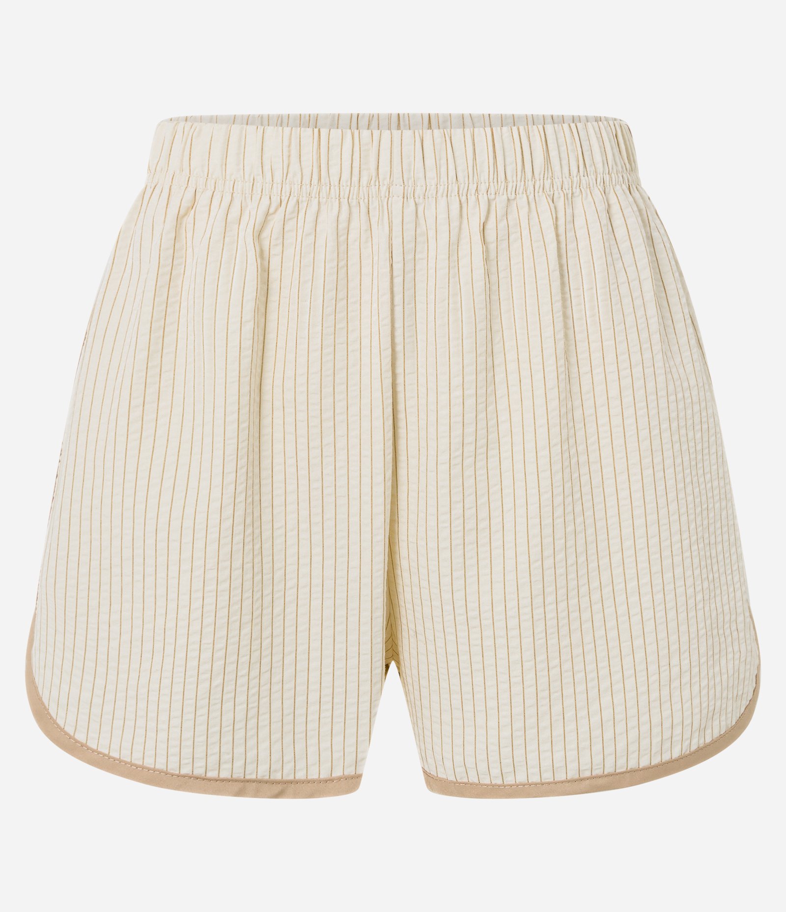 Short de Pijama em Anarruga Listrada com Barra Contrastante Amarelo 5
