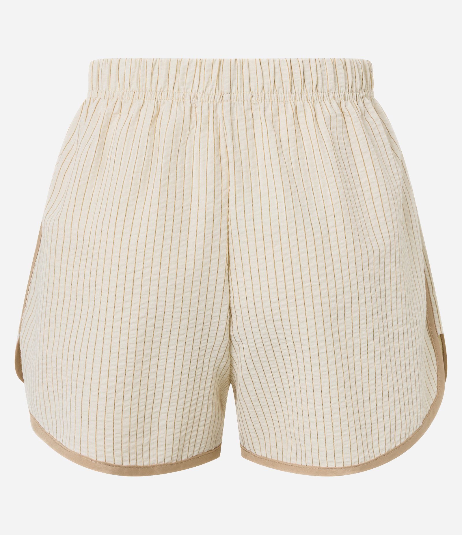 Short de Pijama em Anarruga Listrada com Barra Contrastante Amarelo 6