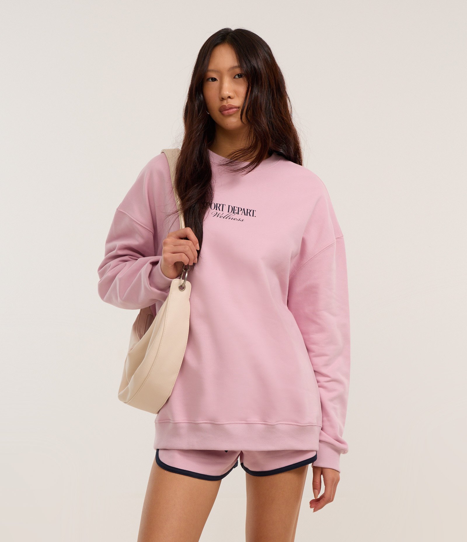 Moletom College com Lettering Sport Depart Wellness Rosa 1