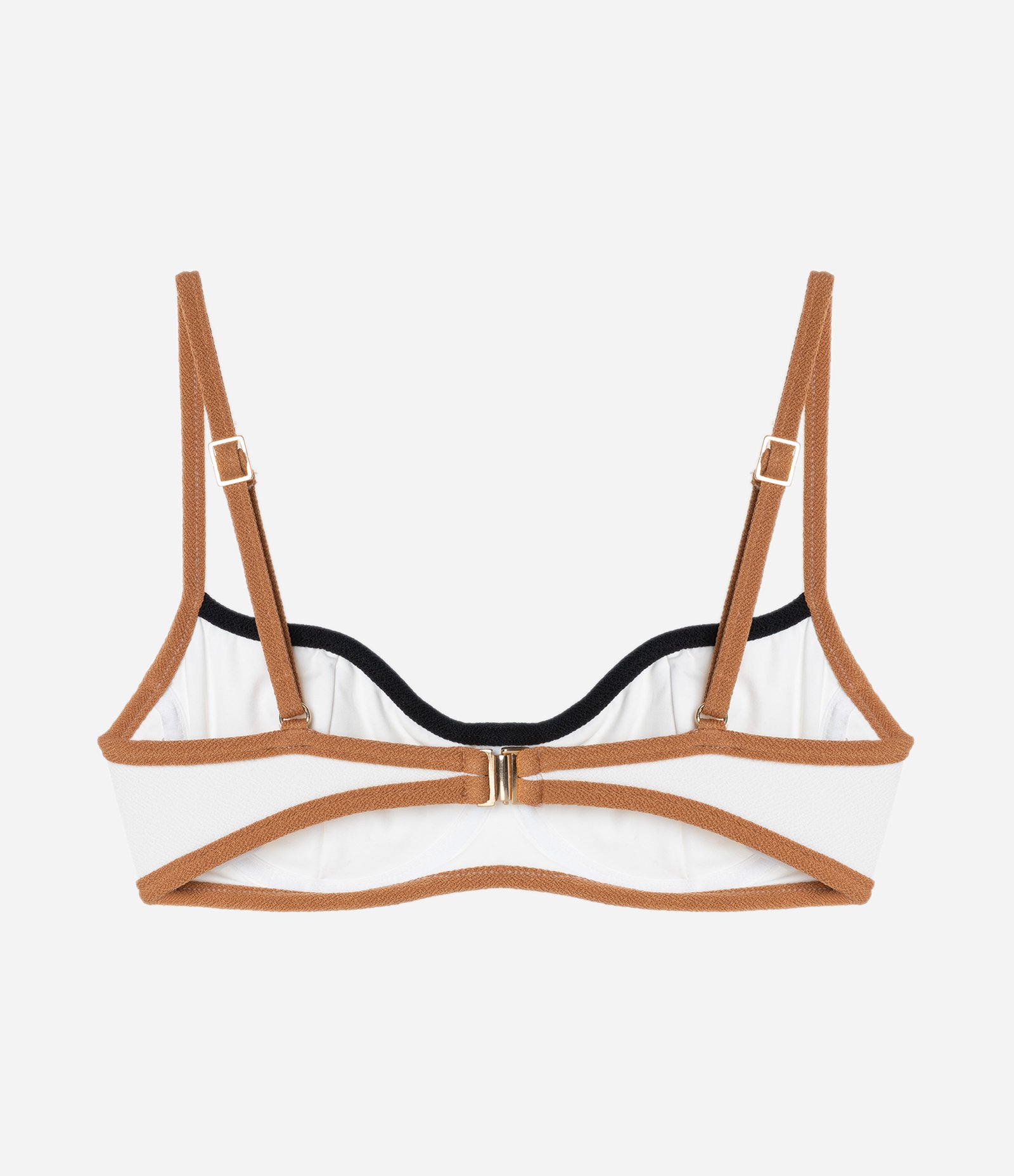 Biquíni Top Meia Taça em Microfibra Texturizada com Detalhes Contrastantes Off White 2