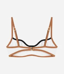 Biquíni Top Meia Taça em Microfibra Texturizada com Detalhes Contrastantes