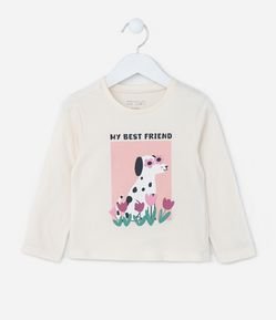 Blusa Infantil com Estampa Cachorro de Óculos - Tam 1 a 6 Anos