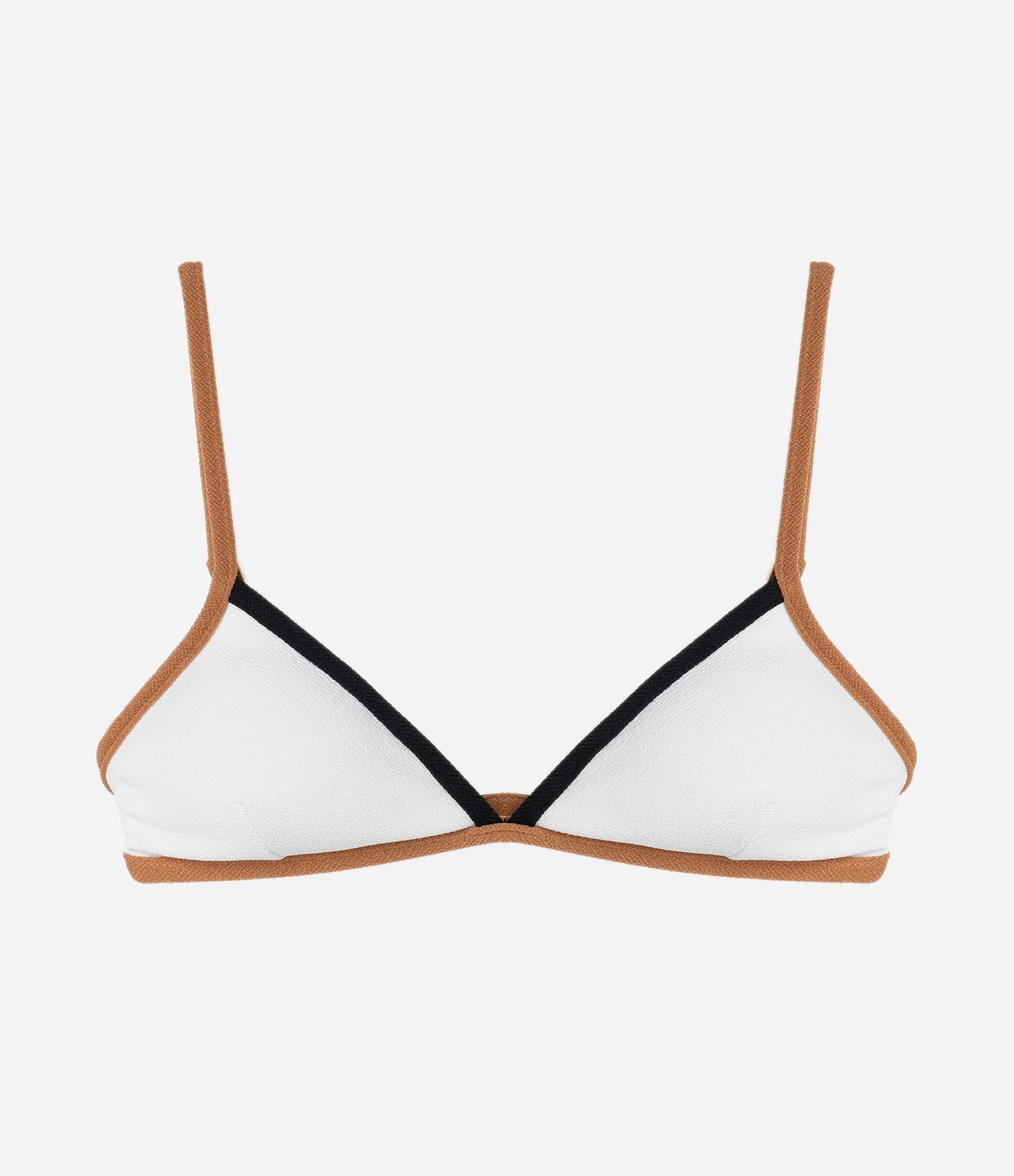 Biquíni Top Triângulo Fixo em Microfibra Texturizada com Detalhes Constrastantes Off White 5