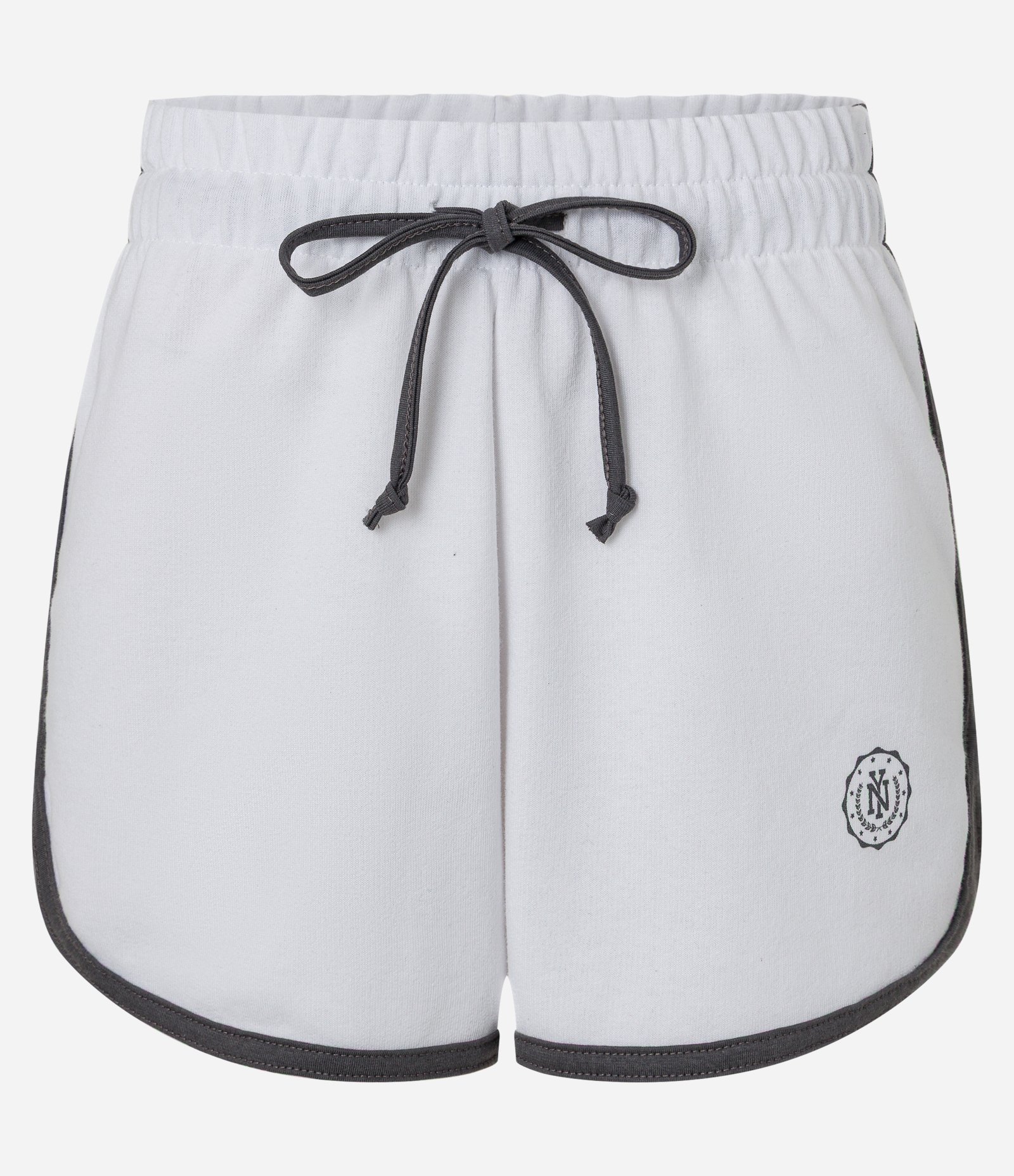 Short em Moletom com Forro Fleece e Viés Contrastante Branco 5