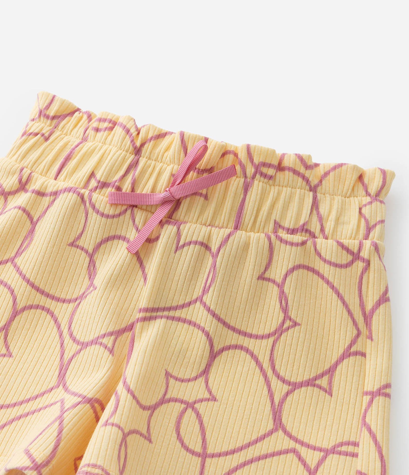 Short Infantil Canelado com Estampa Corações - Tam 1 a 6 Anos Amarelo 4