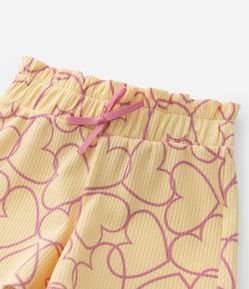 Short Infantil Canelado com Estampa Corações - Tam 1 a 6 Anos