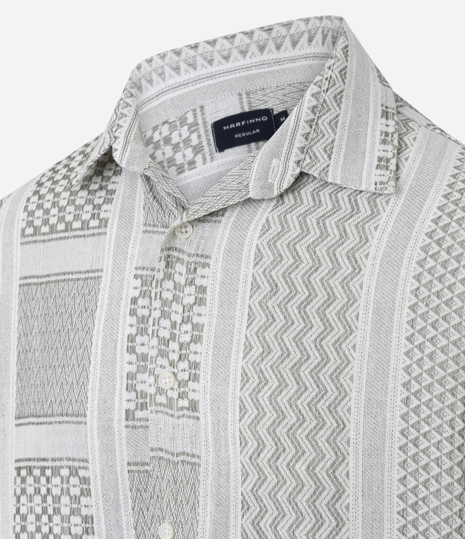 Camisa em Jacquard com Patchwork Geométrico em Tons Neutros Cinza 6