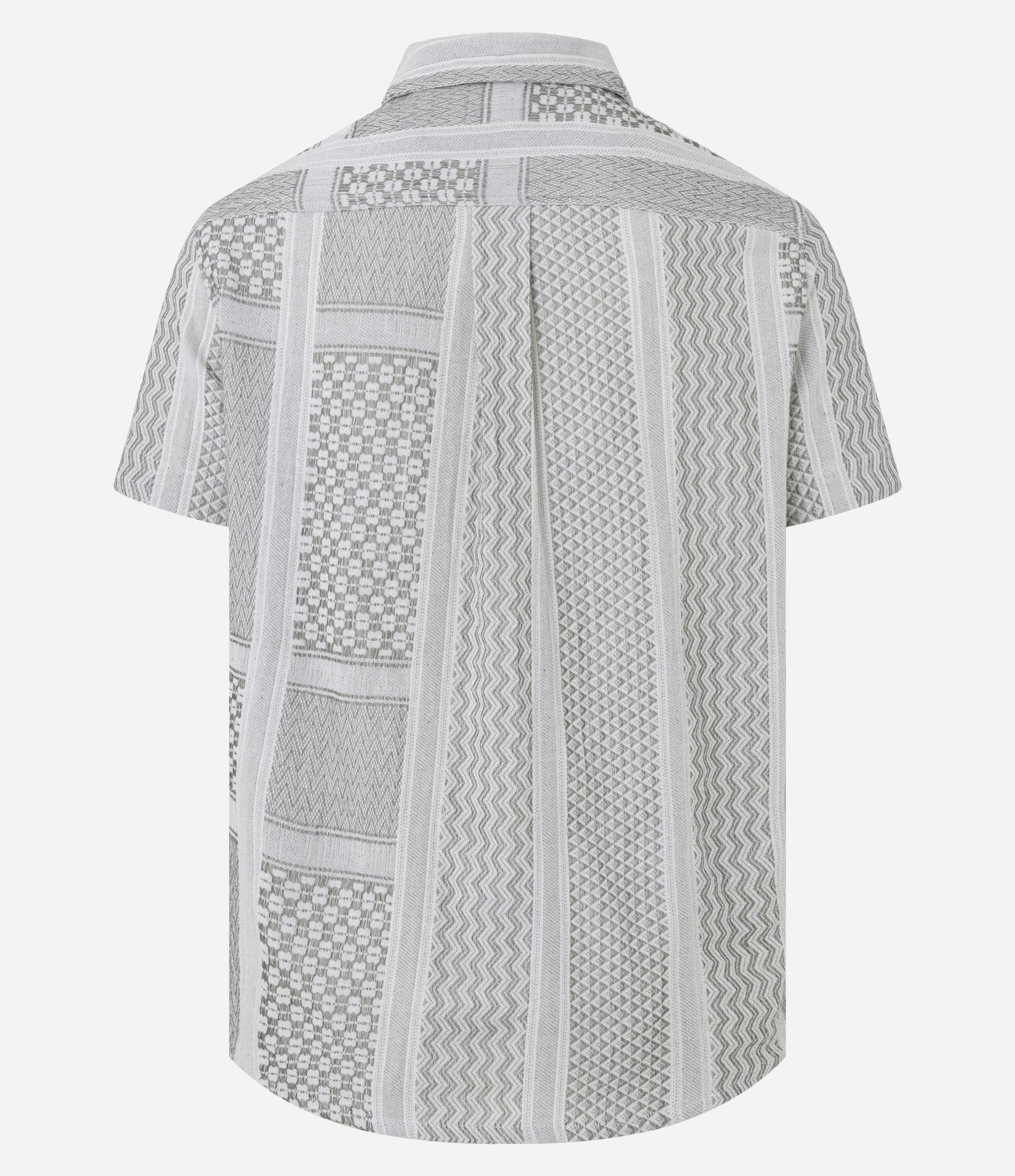 Camisa em Jacquard com Patchwork Geométrico em Tons Neutros Cinza 7