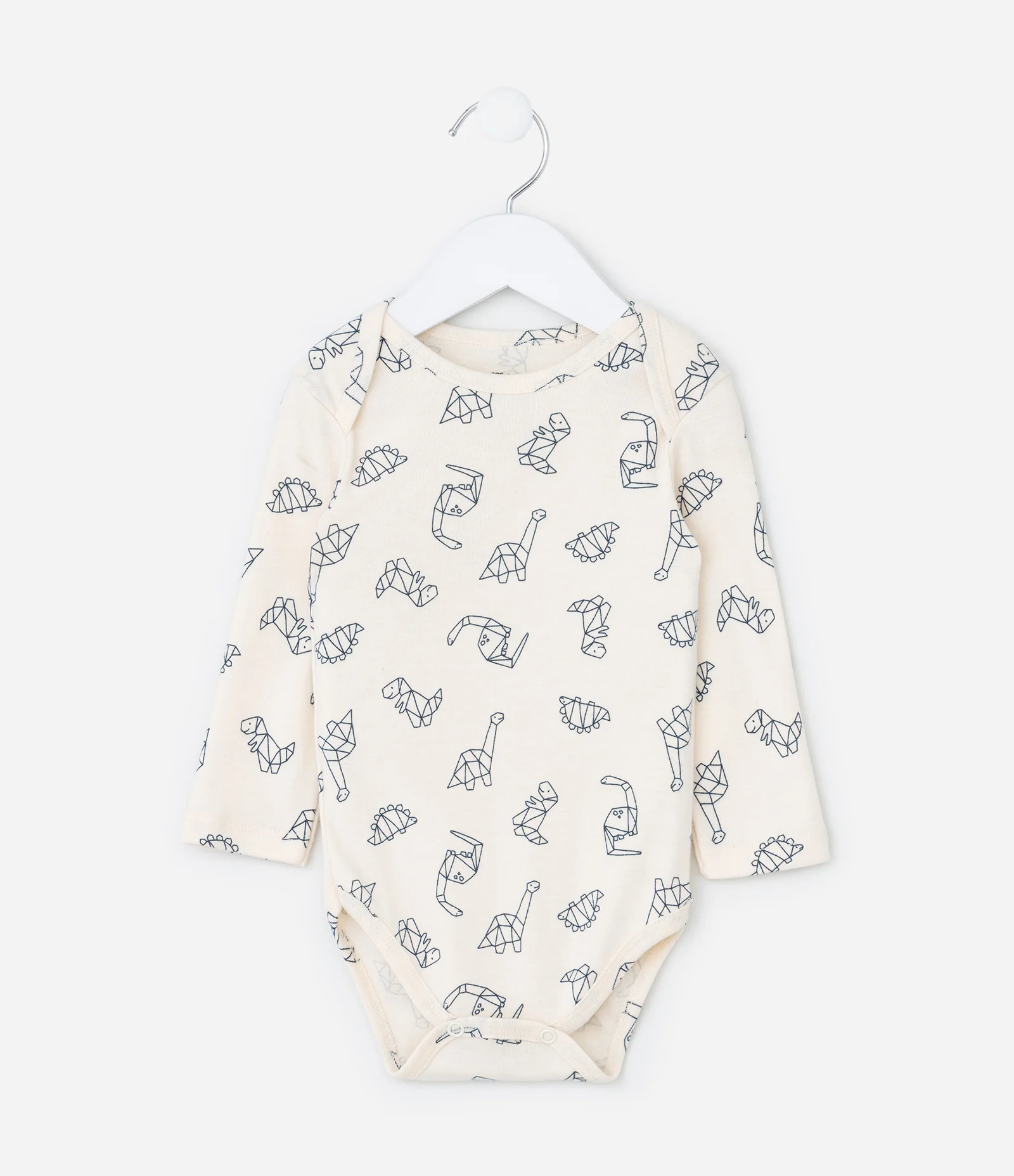 Conjunto Infantil em Ribana com Estampa Dinos - Tam 0 a 18 meses Bege 2