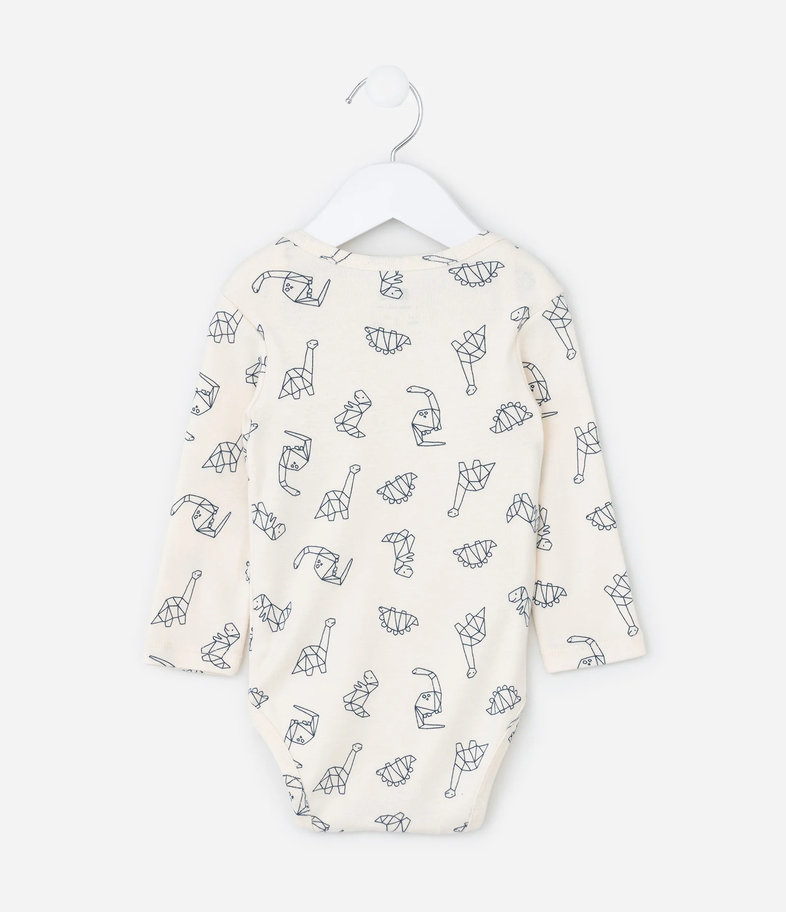 Conjunto Infantil em Ribana com Estampa Dinos - Tam 0 a 18 meses Bege 3