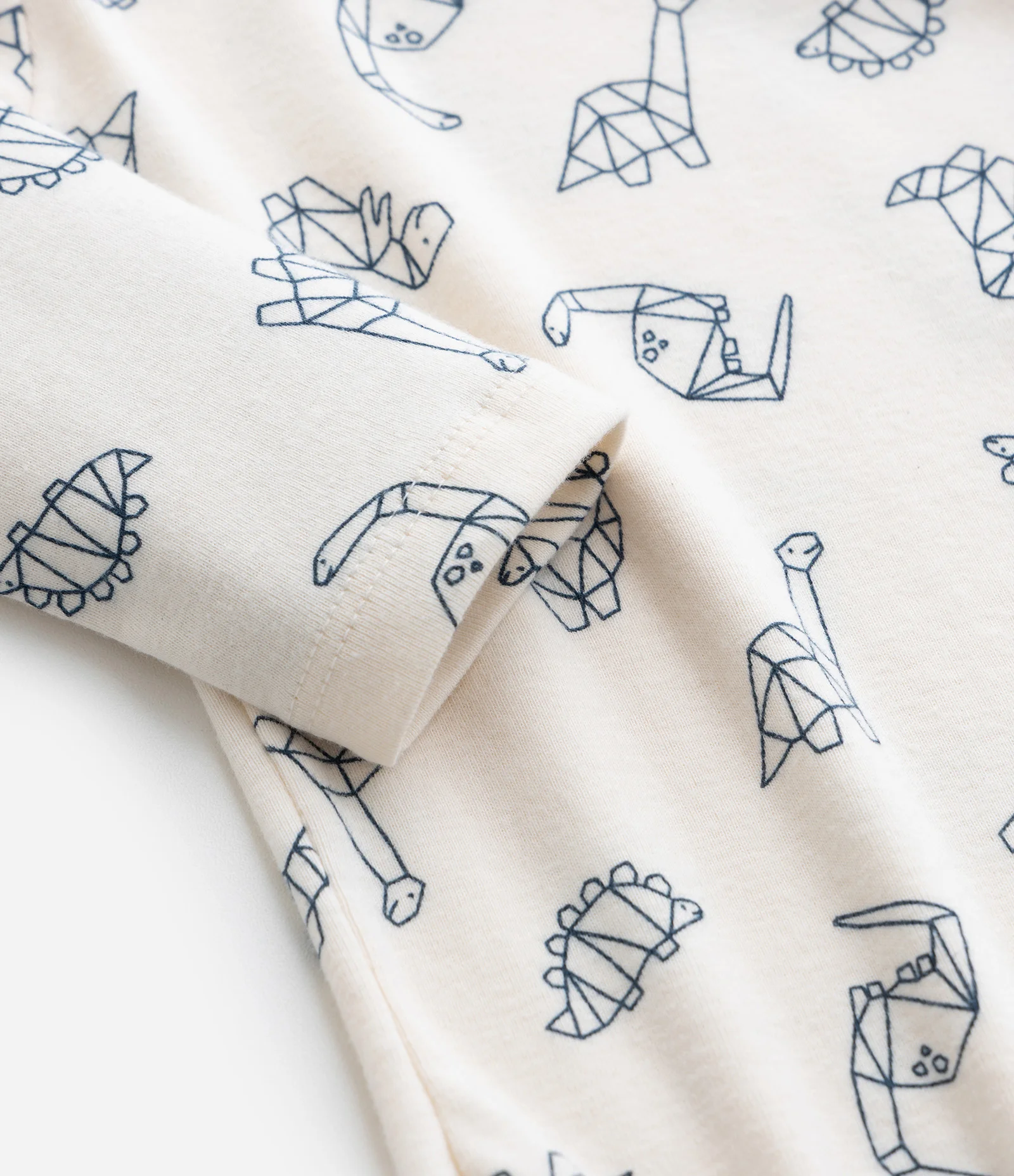 Conjunto Infantil em Ribana com Estampa Dinos - Tam 0 a 18 meses Bege 7