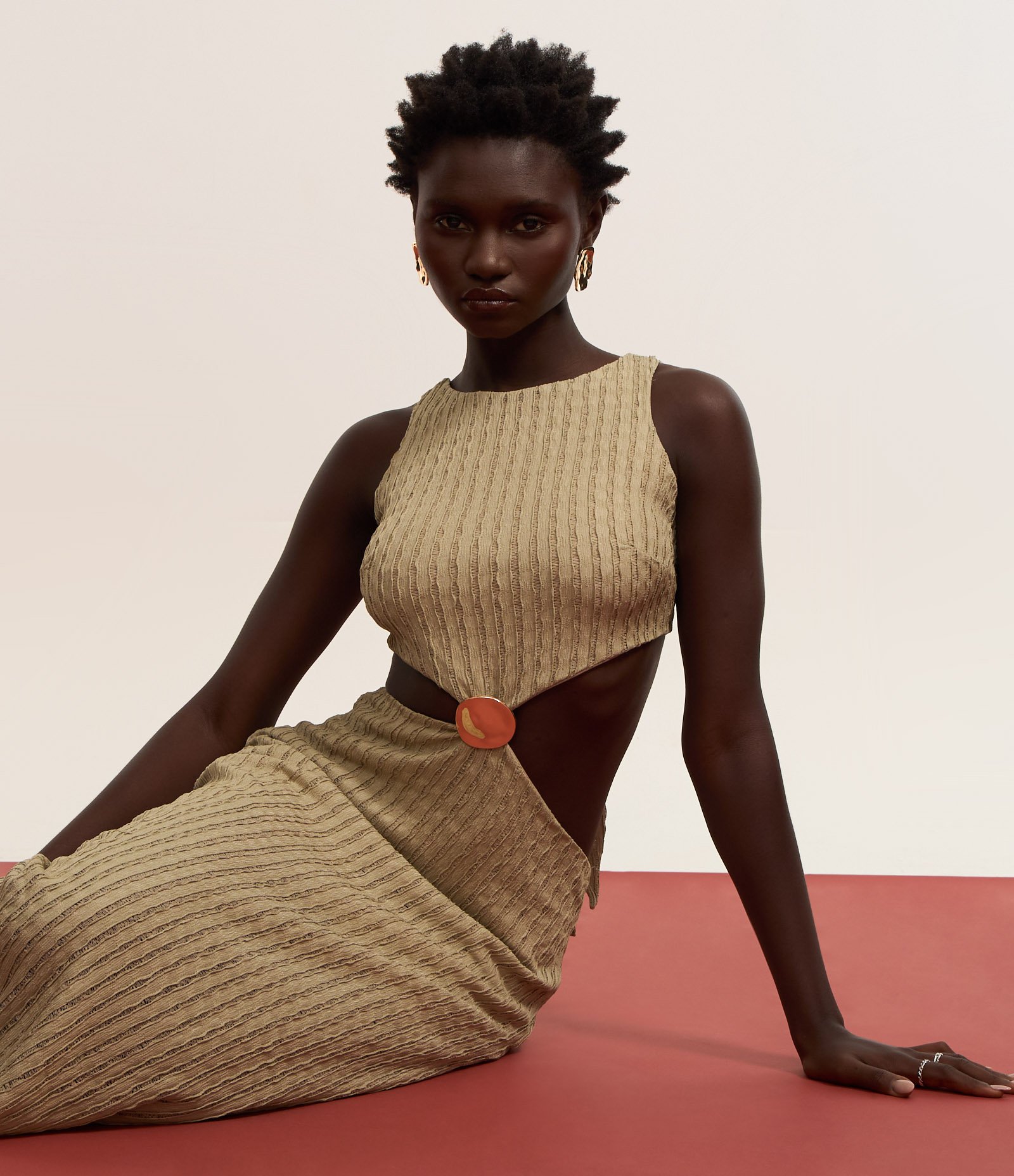 Vestido New Midi Texturizado com Detalhe Metalizado Verde 4