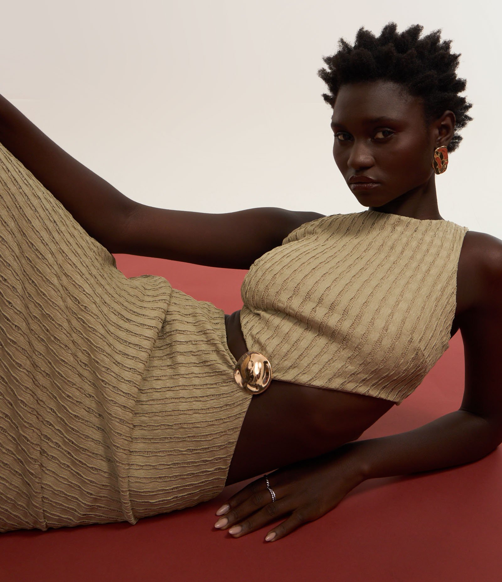 Vestido New Midi Texturizado com Detalhe Metalizado Verde 5