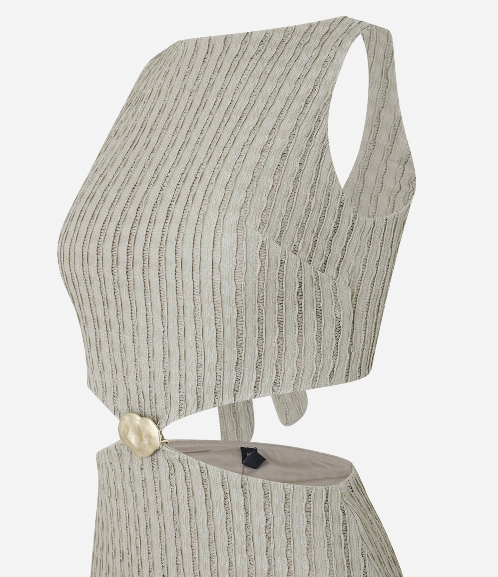 Vestido New Midi Texturizado com Detalhe Metalizado Verde 7