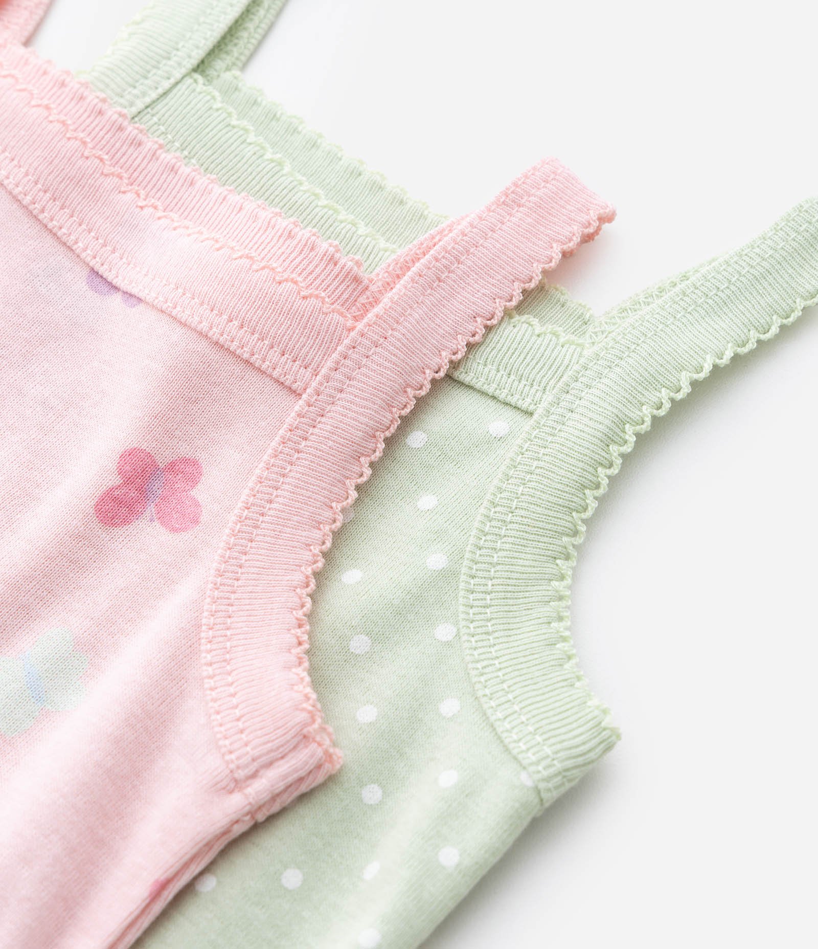 Kit 02 Bodies Infantis com Estampa Poá e Borboletas - Tam 0 a 18 meses Rosa/Verde 7