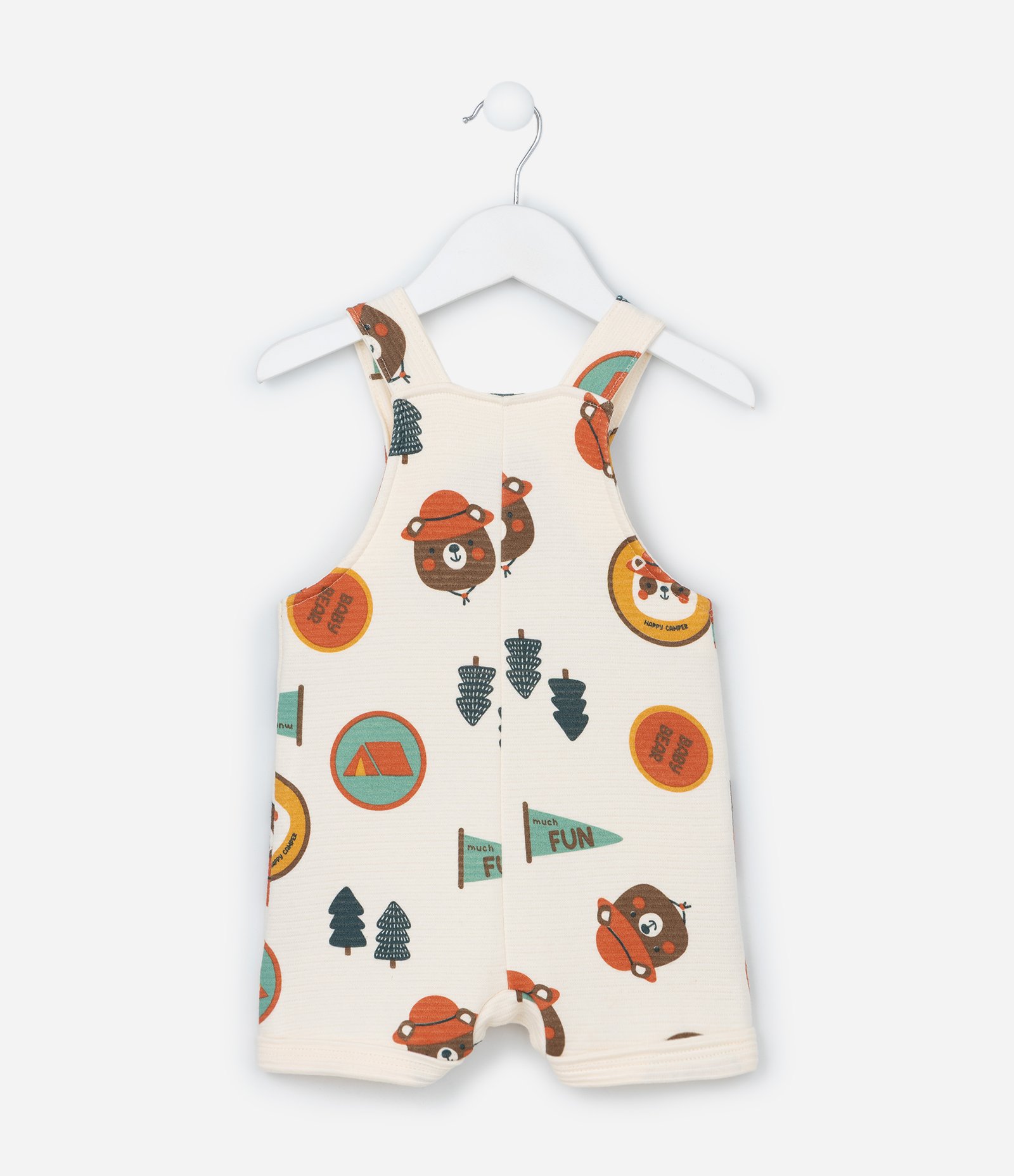 Jardineira Infantil Texturizada com Bolso - Tam 0 a 18 meses Bege 2