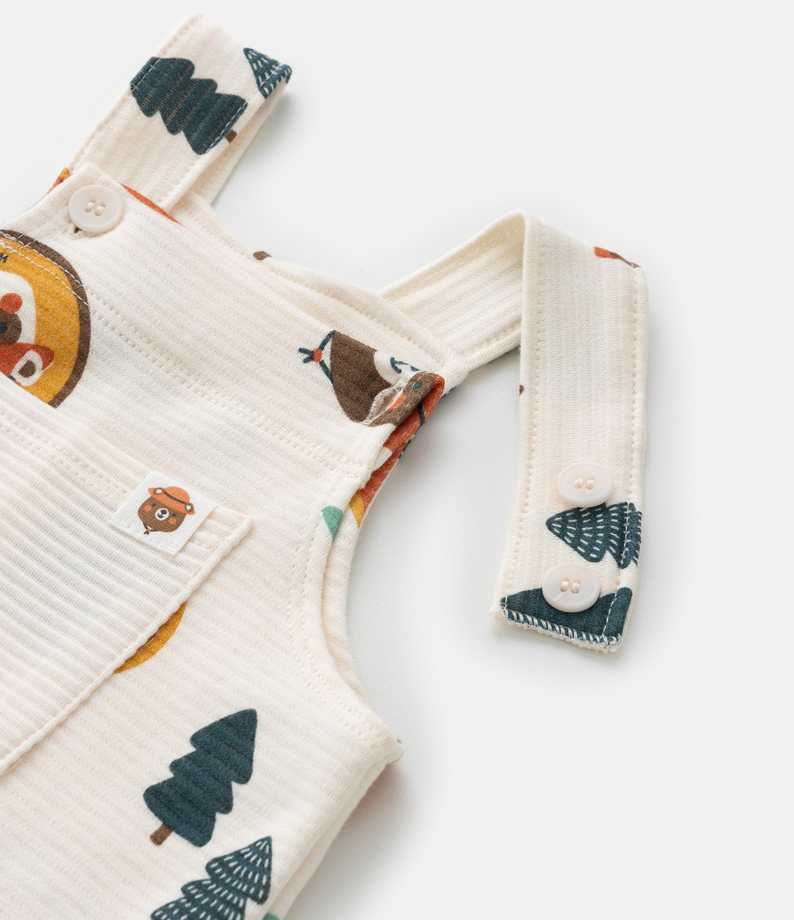 Jardineira Infantil Texturizada com Bolso - Tam 0 a 18 meses Bege 6