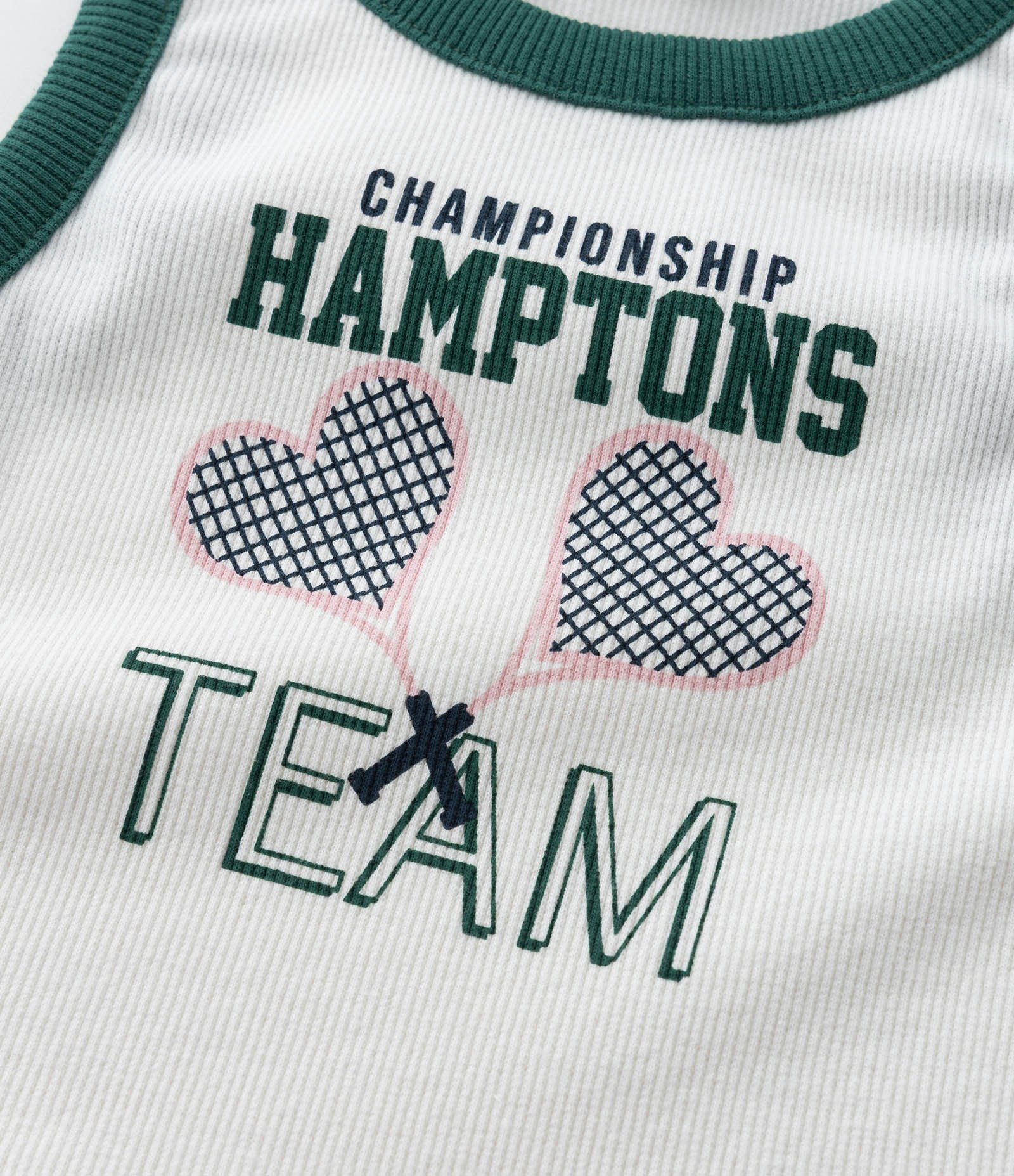 Regata Infantil em Ribana com Estampa Raquetes - Tam 5 a 14 Anos Branco/Verde 4