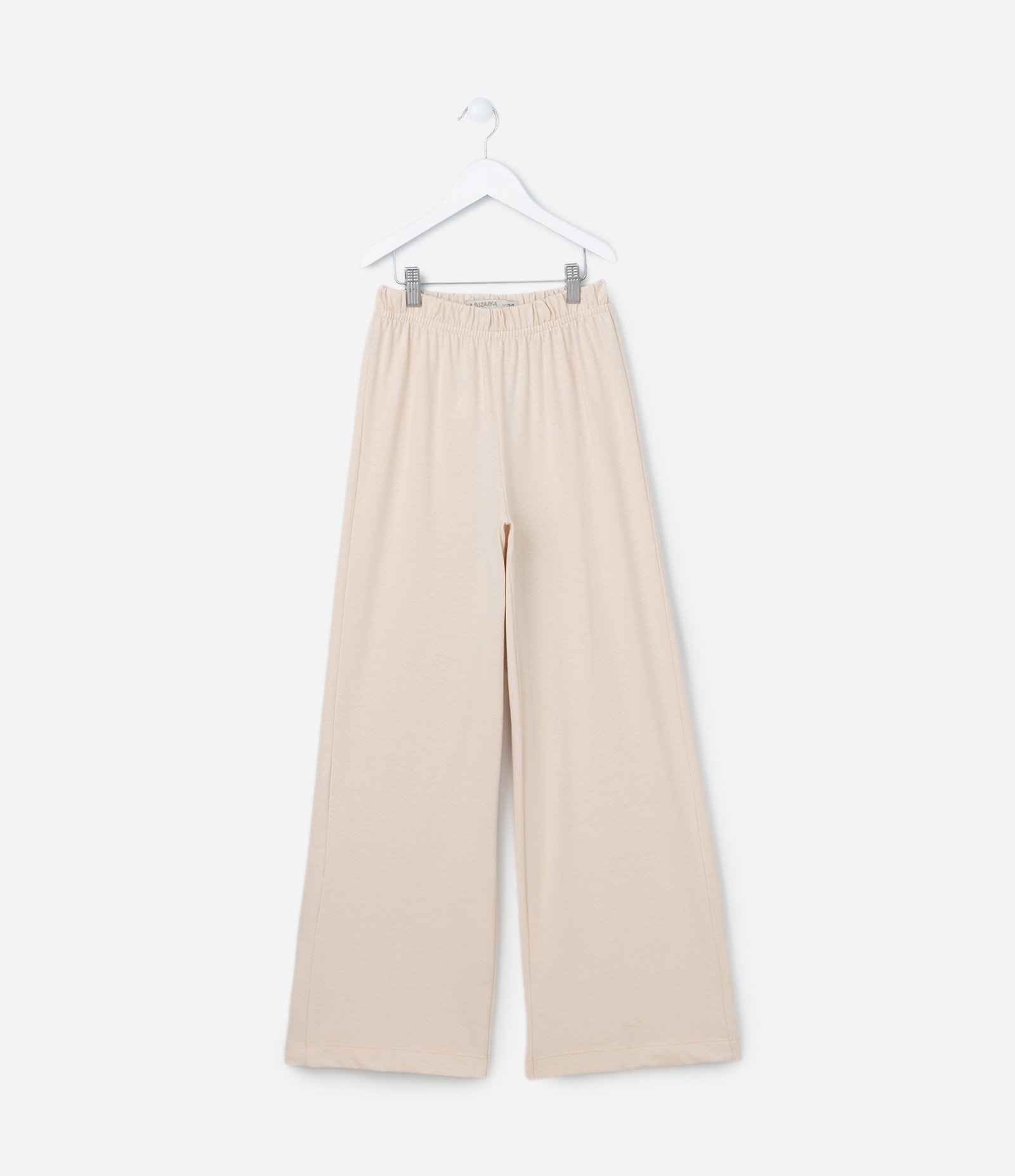 Calça Wide Leg Infantil em Cotton Malhão - Tam 5 a 14 anos Bege 1