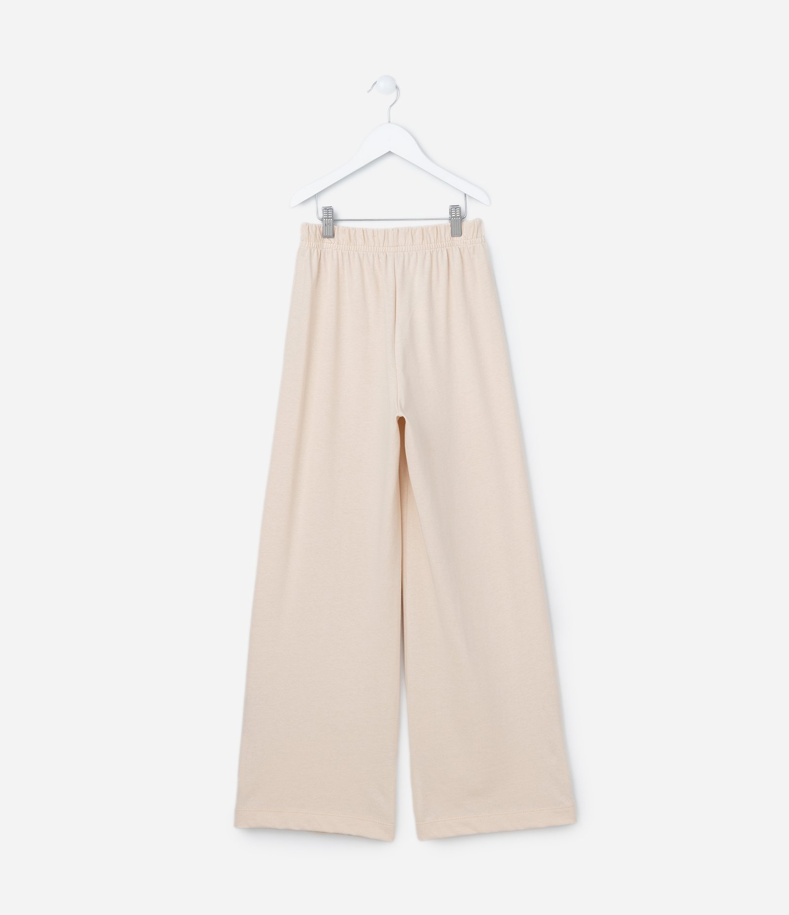 Calça Wide Leg Infantil em Cotton Malhão - Tam 5 a 14 anos Bege 2