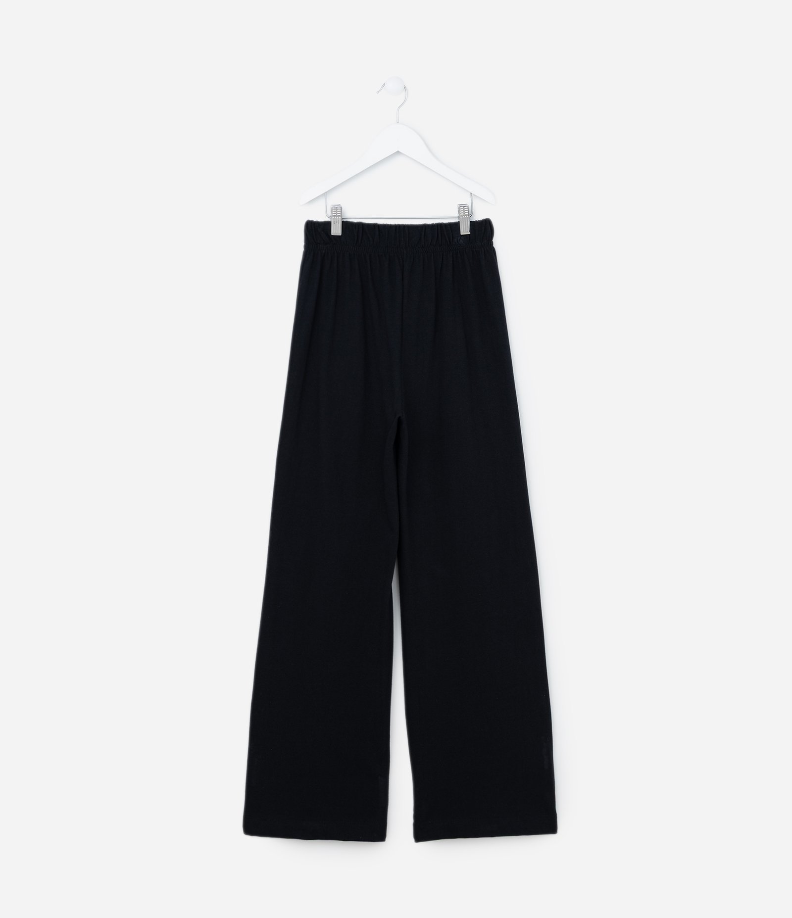 Calça Wide Leg Infantil em Cotton Malhão - Tam 5 a 14 anos Preto 2