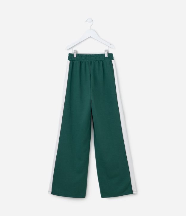 Calça Wide Leg Infantil em Moletom com Listra Lateral - Tam 5 a 14 Anos