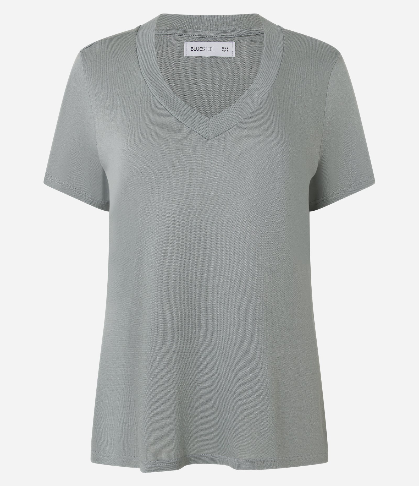 Blusa Básica em Viscose com Gola V em Ribana 5