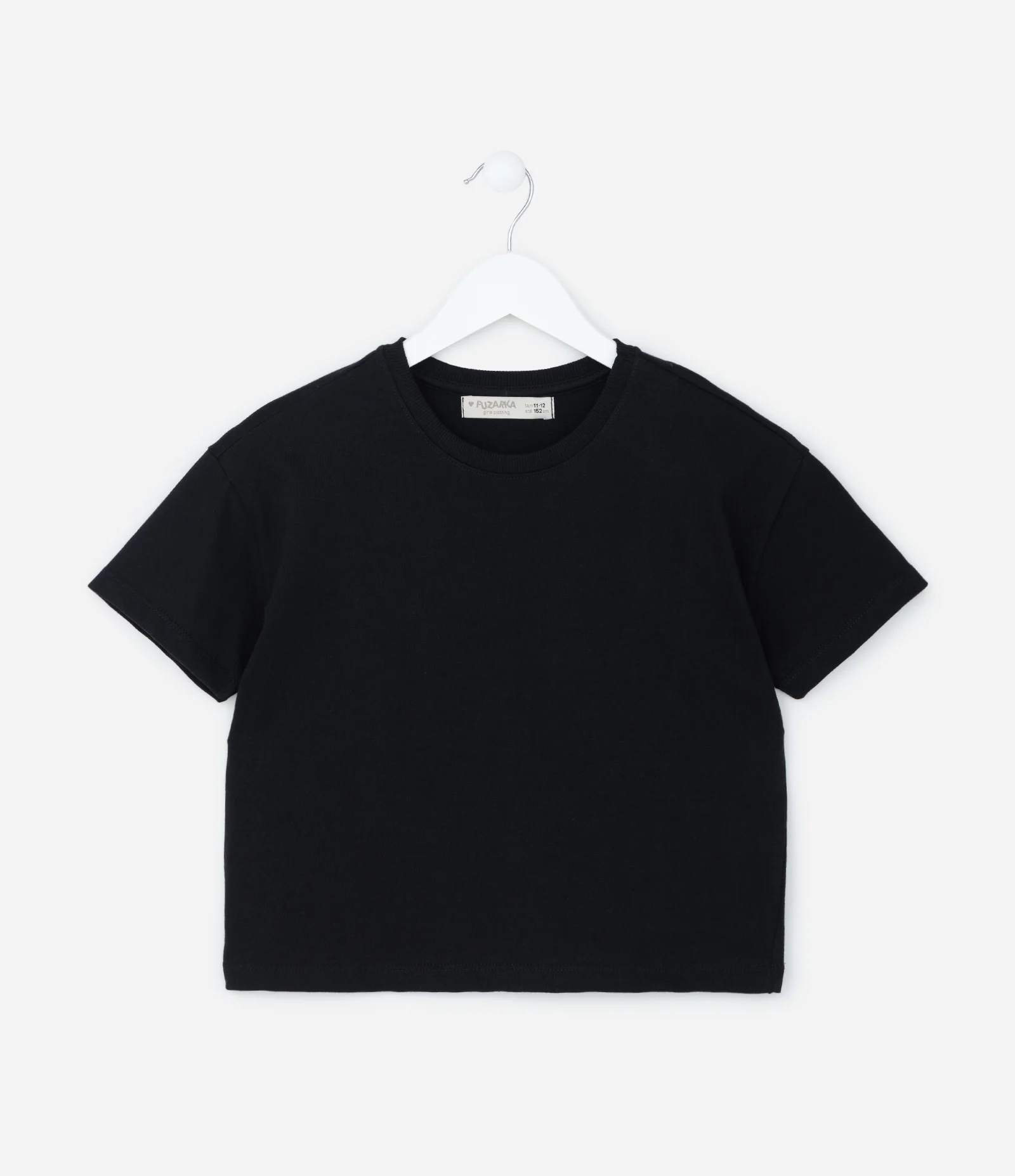 Camiseta Curta Infantil em Cotton Malhão - Tam 5 a 14 anos Preto 1
