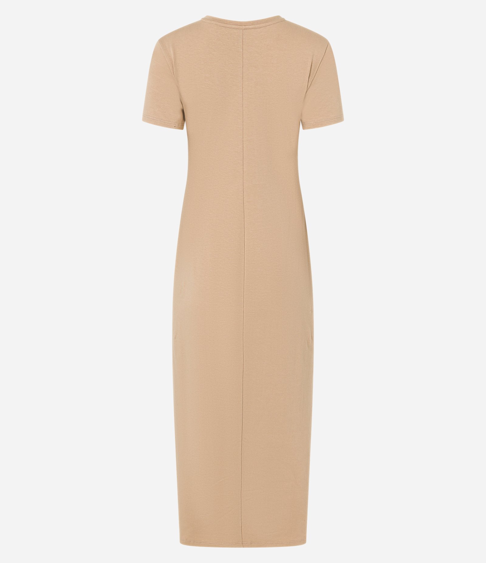 Vestido Longo com Golinha Alta e Franzido Lateral Bege 5