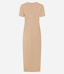 Vestido Longo com Golinha Alta e Franzido Lateral