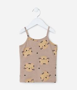Regata Infantil em Cotton com Estampa Tigrinho - Tam 1 a 6 Anos
