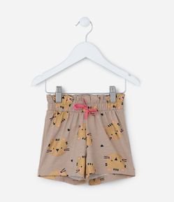 Short Infantil em Cotton com Estampa Tigre - Tam 1 a 6 Anos