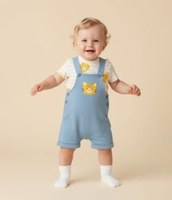 Conjunto Infantil em Moletom com Estampa de Tigre - Tam 0 a 18 Meses
