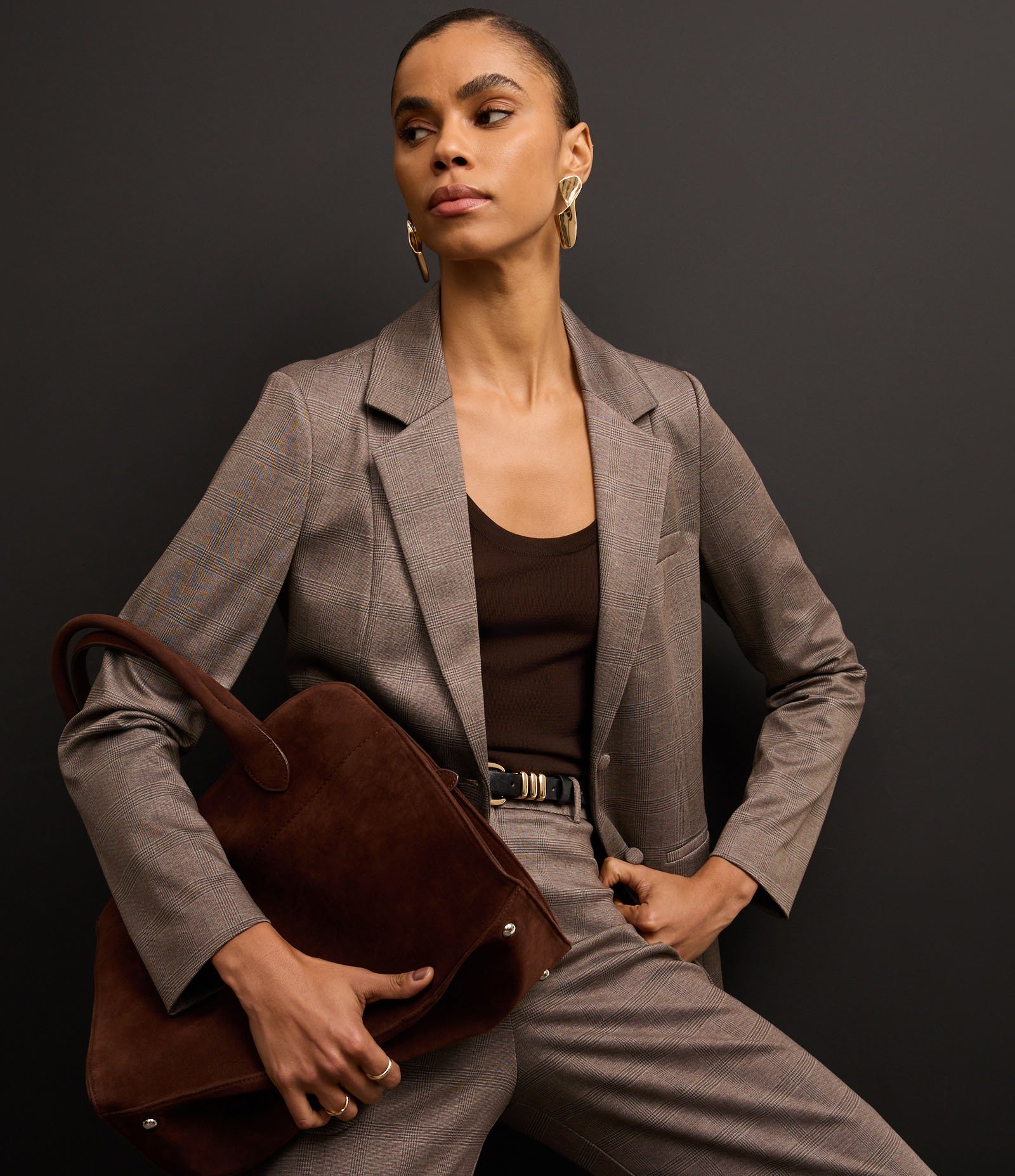 Blazer Slim com Ponto Roma e Botões Forrados Marrom 6