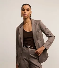 Blazer Slim com Ponto Roma e Botões Forrados