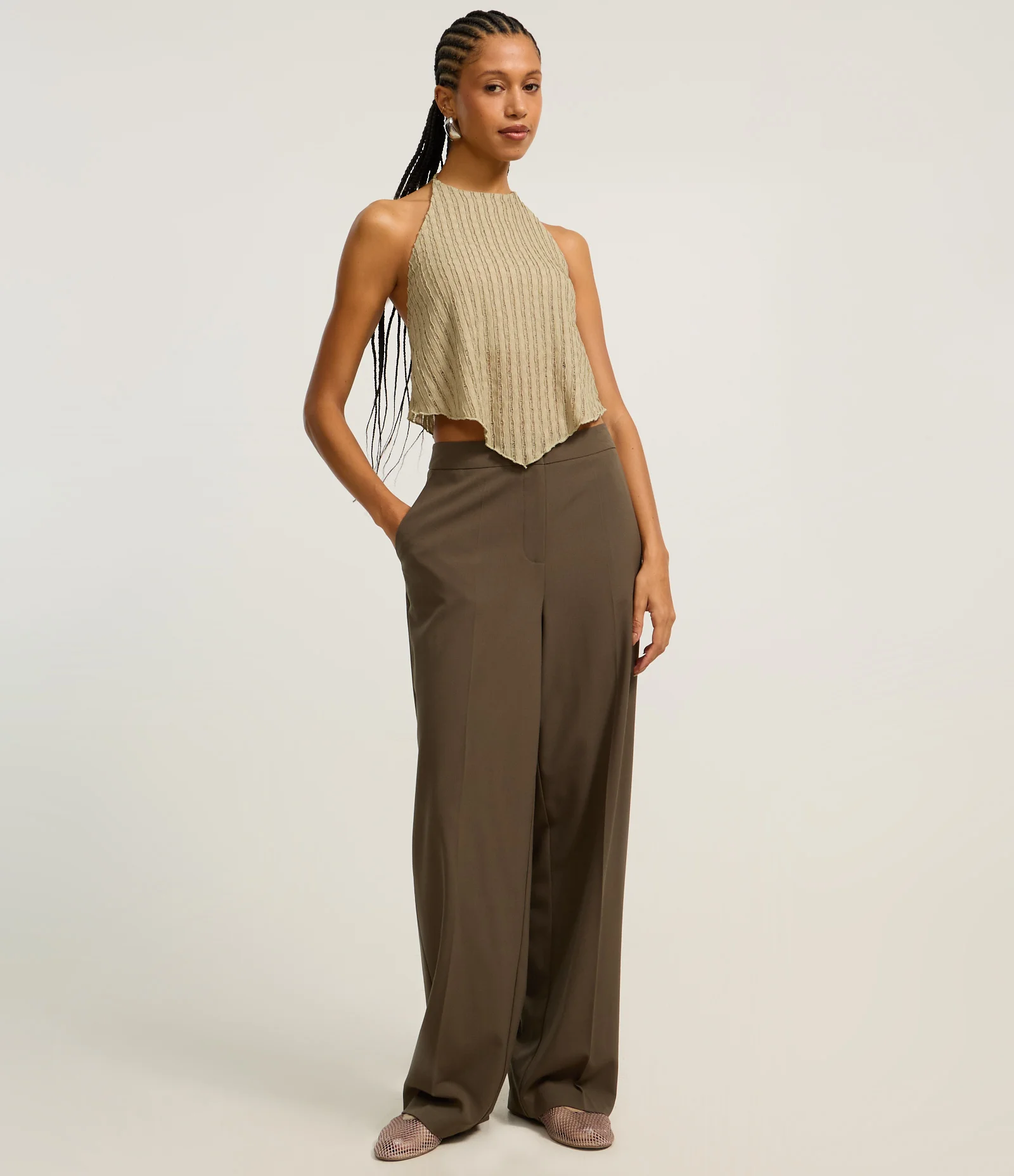 Blusa Texturizada Frente Única com Amarração Verde 1