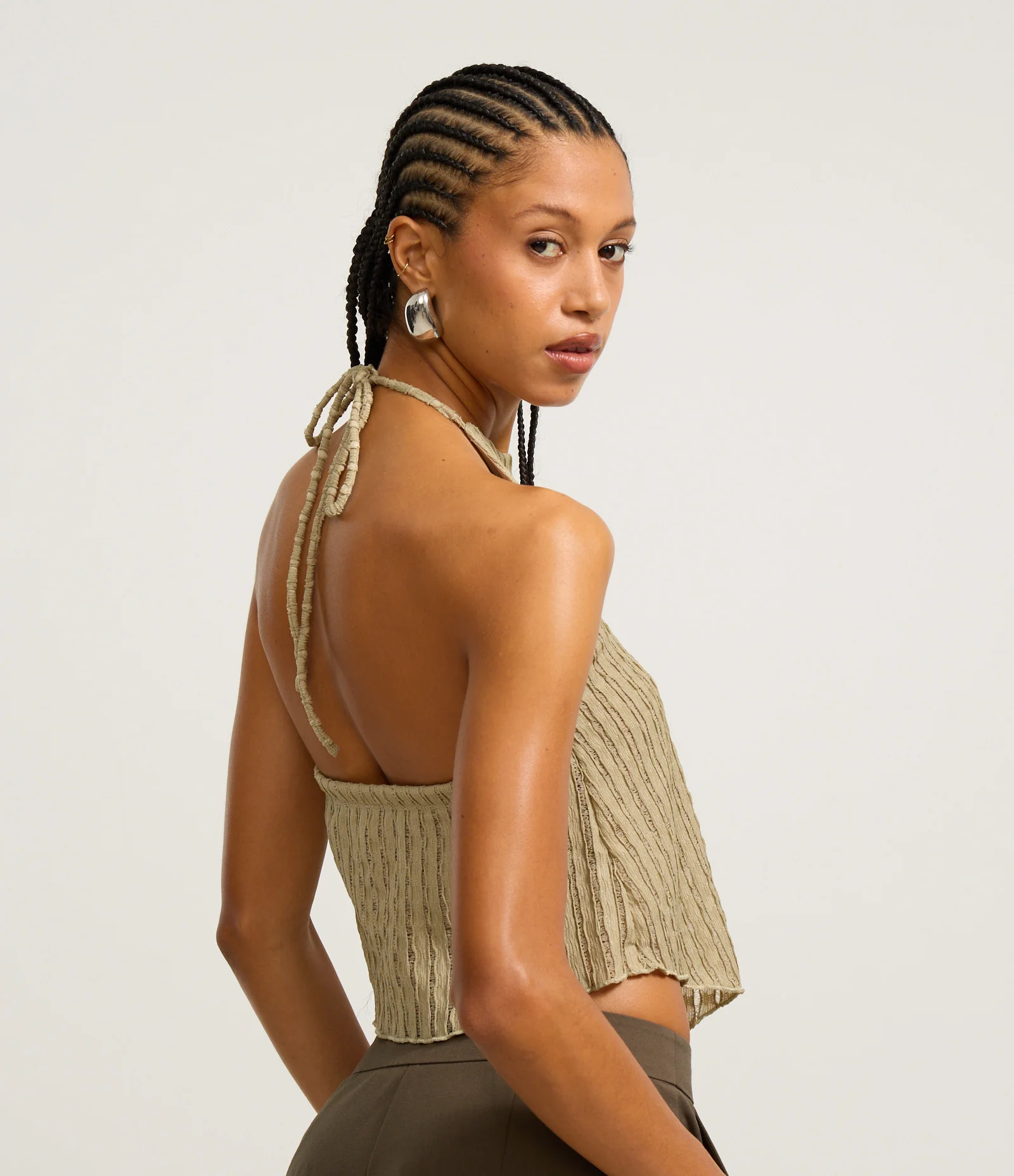 Blusa Texturizada Frente Única com Amarração Verde 2