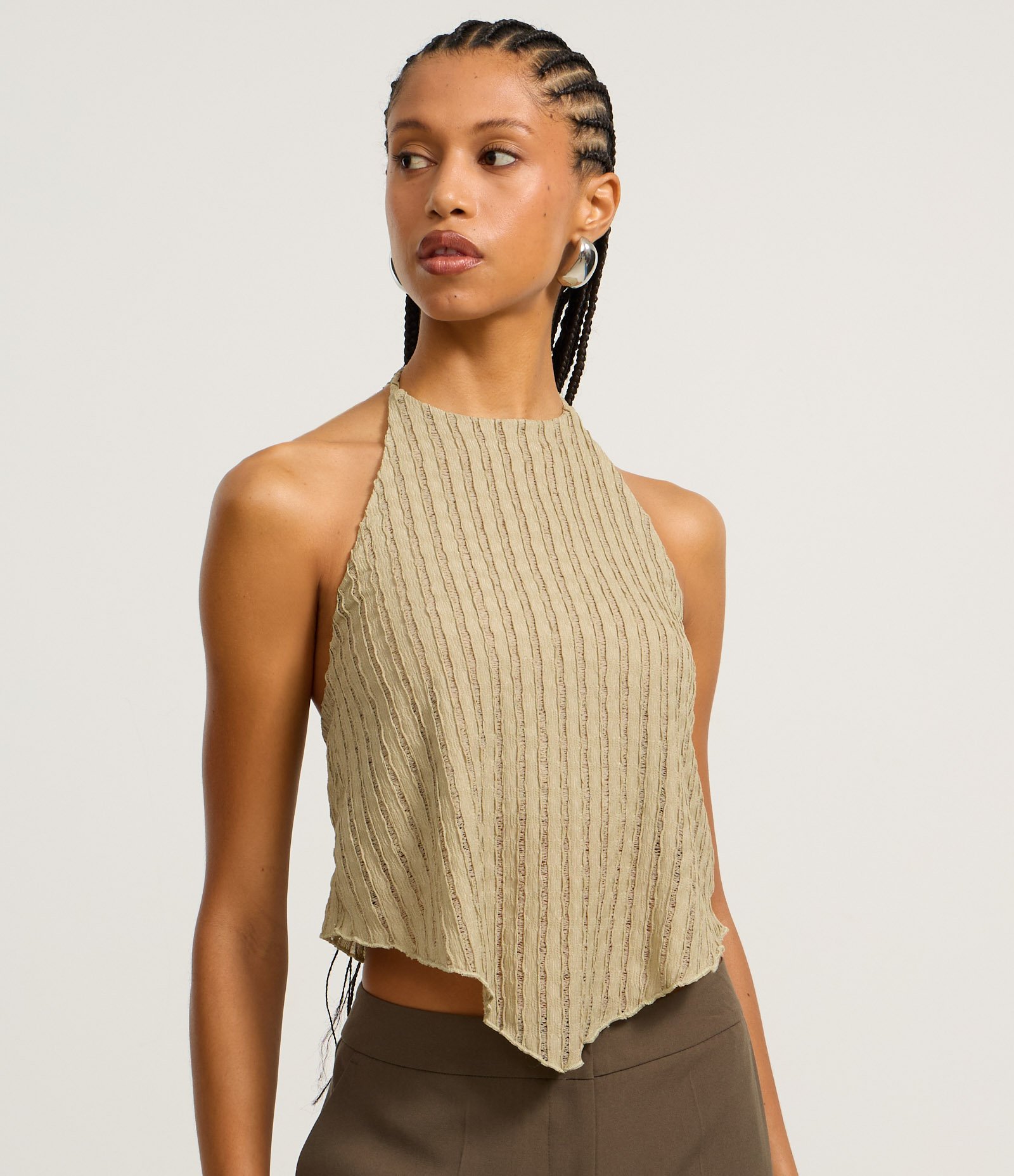 Blusa Texturizada Frente Única com Amarração Verde 3